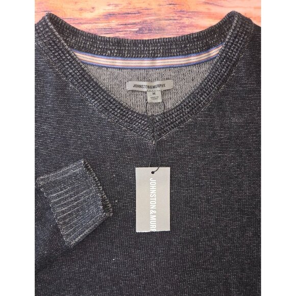 Johnston & Murphy Plaited Cotton-Wool-Nylon V-Neck Sweater Medium NWT - Picture 4 of 8